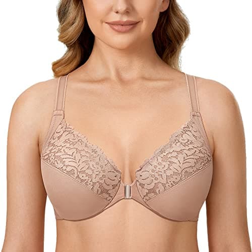 Delimira Women's Plus Size Full Coverage Lace Underwire Racerback Bra
