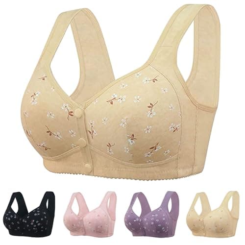 LBECLEY Daisy Bras for Older Women Full Coverage Cotton Comfort