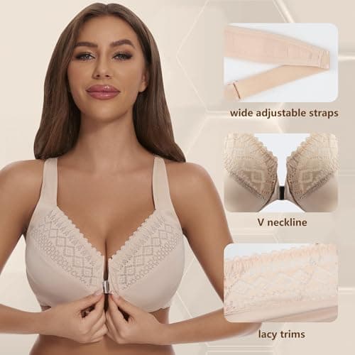 Sheroine Women's Plus Size Front Closure Underwire Lace Bra