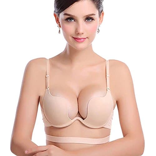 JoyFox Convertible Plunge Bra for Women Push Up Padded Halter Back