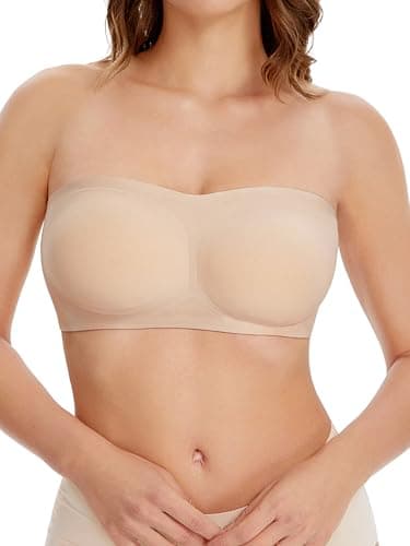 HBselect Non-Slip Padded Bandeau Bra for Large Bust Women Seamless Wireless Tube Top
