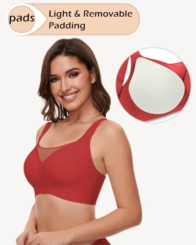 WOWENY Wireless Minimizer Bras for Women V-Neck Padded Bralettes