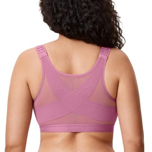 DELIMIRA Women's Full Coverage Wire-Free Posture Supporting Back Closure Bra