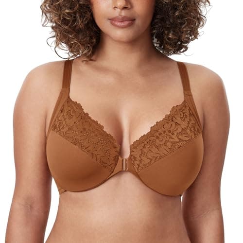 Delimira Women's Plus Size Full Coverage Lace Underwire Racerback Bra