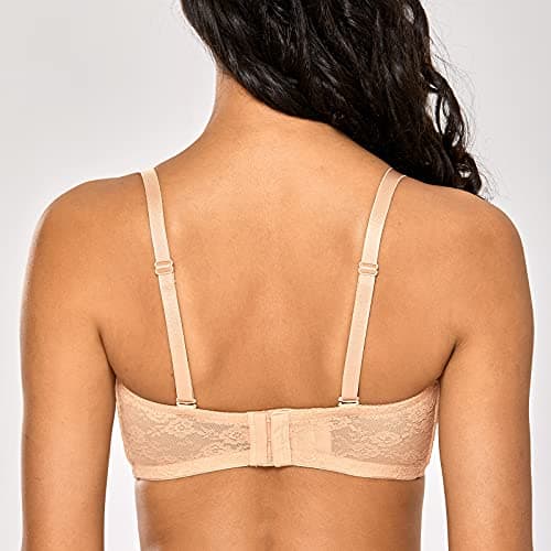 DOBREVA Women's Multiway See-Through Underwire Bra