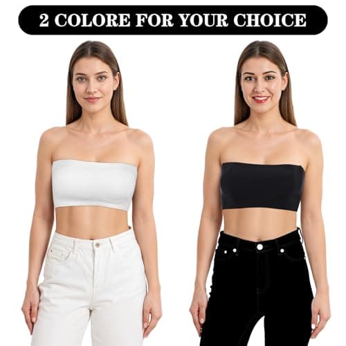 Abeillo Women's Black & White Seamless Bandeau Bralette Bralette Tube Top Bra