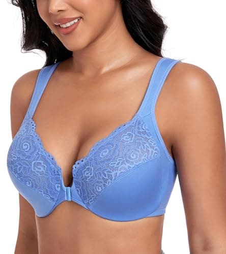 DotVol Plus Size Front Closure U-Back Underwire Bra