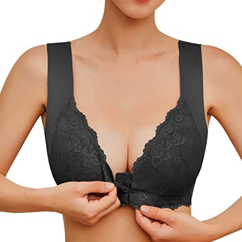 Plus Size Women's Front Closure Wireless Posture Support Bra Hides Fat