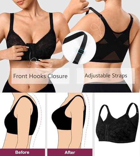 Irocue Women's Front Closure Posture Corrector Bra