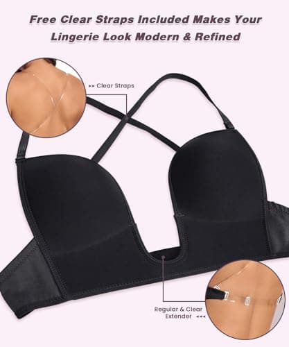 Hansca Women's Plunge Deep U Bra Padded Support