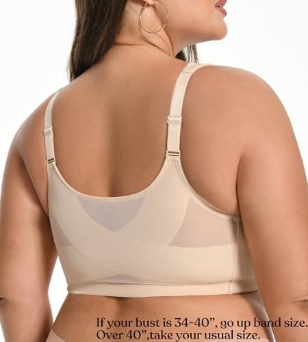 Cortelay Women's Front Closure Plus Size Minimizer Bras