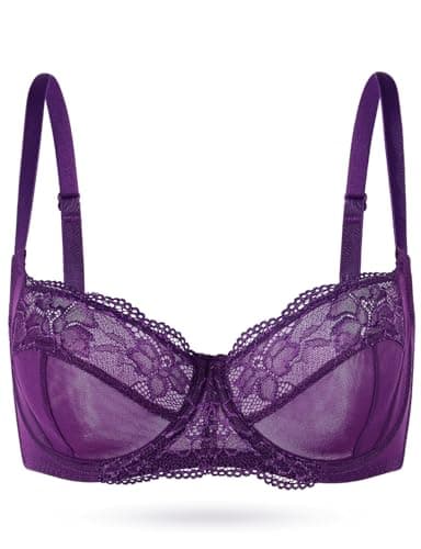 YANDW Plus Size Demi Bras: Sheer Mesh Underwire Bralette for Women