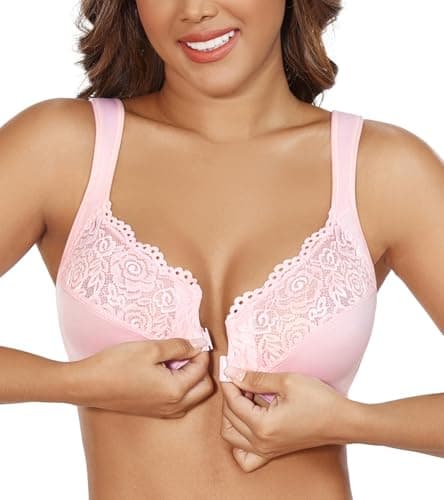 DotVol Women's Plus Size Front Closure U-Back Underwire Bra
