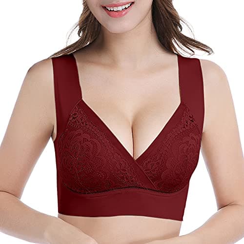 WOWENY Seamless Wirefree Bra for Women, Padded Back, Plus Size