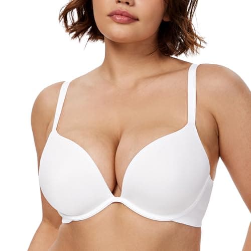 Wingslove Women's Deep V Push Up Bra with Underwire T-Shirt Detail Multiway