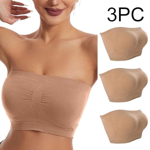 3 Pack Stretch Tube Top Bralette for Women Non Padded Non Slip Seamless
