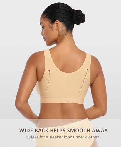 FeelinGirl Front Closure Post-Surgery Wirefree Compression Bra with Adjustable Straps