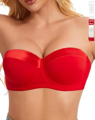 Dvpol Women's Clear Strap-pushup Bra for Big Bust, Never Moves on Party Cup B/C/D/DD/DDD/G