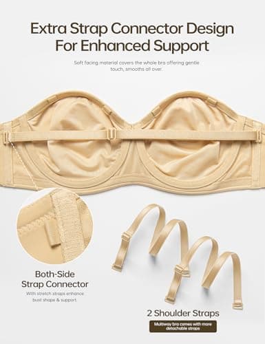 Wingslove Women's Strapless Minimizer Bra with Underwire Support