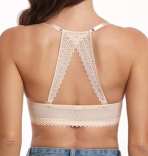 HACI Women's Plus Size Plunge V Push Up Racerback Underwire Bra