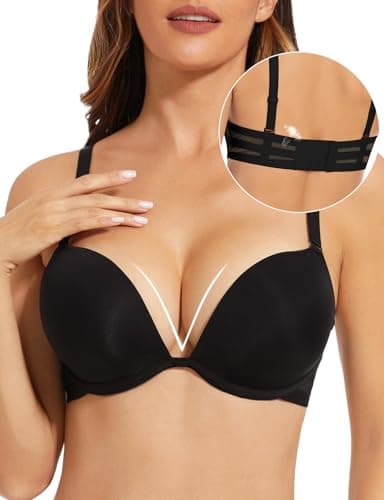 Upushall Plunge T-Shirt Bra for Women, Add 2 Cup Sizes