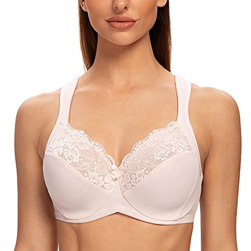 MELENECA Women's Full Coverage Plus Size Underwire Bra with Lace Straps