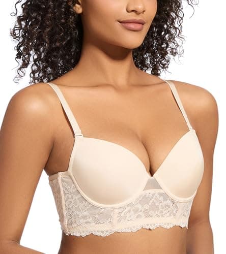 Arm Ma Low Cut Padded Push Up Plunge Bralette Underwire