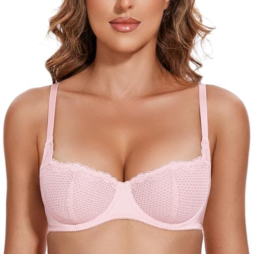 Wingslove Women's Sexy Lace Balconette Braslette Unlined Underwire Support
