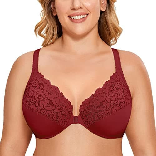 Delimira Women's Plus Size Full Coverage Lace Underwire Racerback Bra