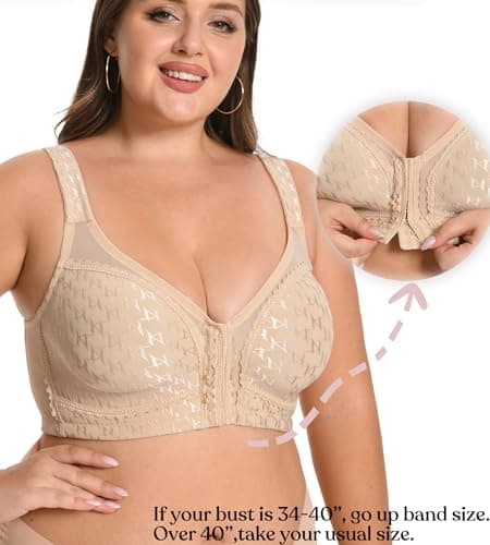 Cortelay Women's Front Closure Plus Size Minimizer Bras