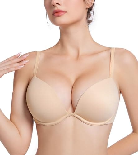 HACI Women's Push Up Plunge Bra with Deep V Underwire