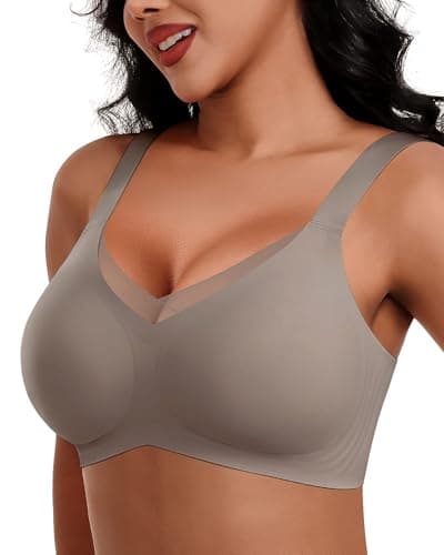 HORISUN Seamless Mesh Lace Bras for Women Wireless Full Coverage Deep V Bralettes