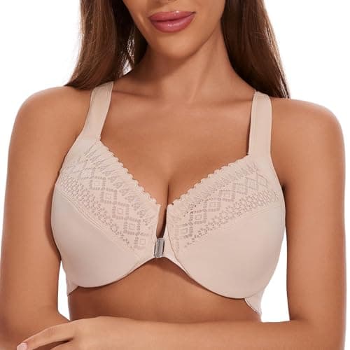 Sheroine Women's Plus Size Front Closure Underwire Lace Bra