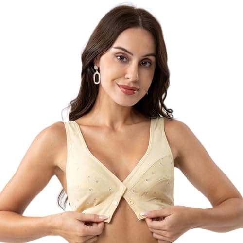 YVIVMEIE Women's Full Coverage Sports Bra with Front ClosureComfort Daisy Design