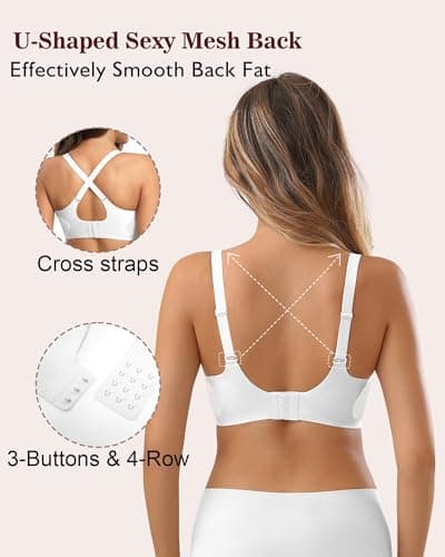 Fairy Women's No Wire Mesh Bra with Soft Support V-Neck Lace Bralette