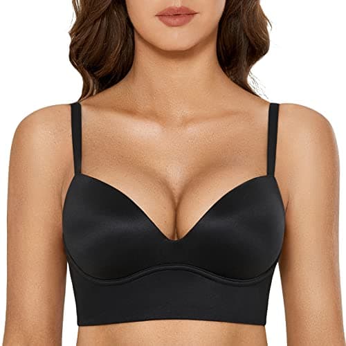 DOBREVA Women'sPush Up T-Shirt Bra No Underwire Plunge