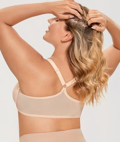 Delimira Women's Plus Size Full Coverage Lace Underwire Racerback Bra