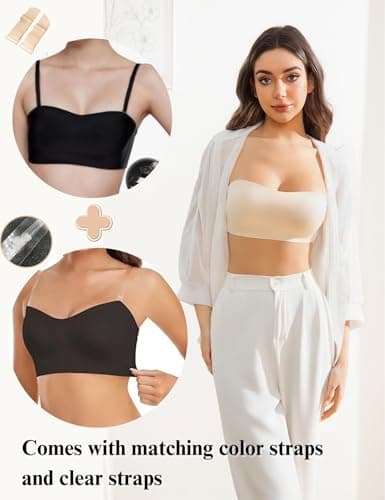 Lajarin Wireless Strapless Bra for Women, Padded & Non-SlipTube Top Bandeau