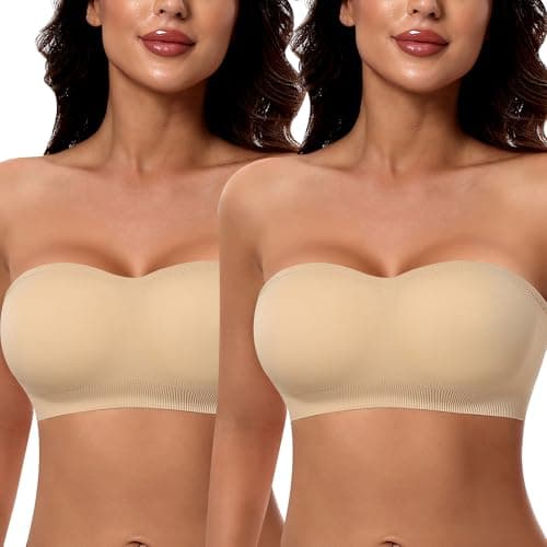 DOCUMO Women's Padded Strapless Silicone Bra