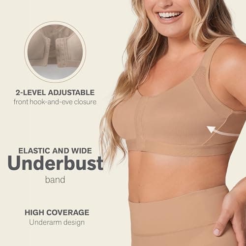Leonisa Posture Corrector Bra for Women Full Coverage Wireless Front Closure