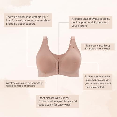 Front Closure Wireless Posture Bra for Women