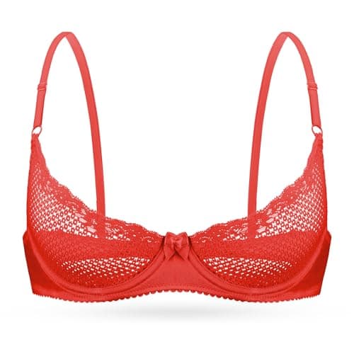 Wingslove Women's Seethrough Lace Balconette Underwire Lingerie