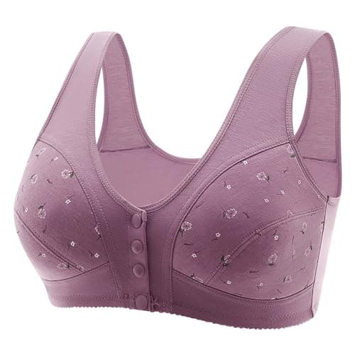 LIKEOULI Breathable Daisy Push Up Bra for Older Women with Snaps