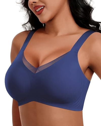HORISUN Seamless Mesh Lace Bras for Women Wireless Full Coverage Deep V Bralettes