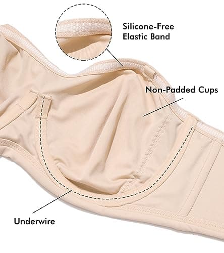 AISILIN Plus Size Strapless Underwire Bandeau Bra Support