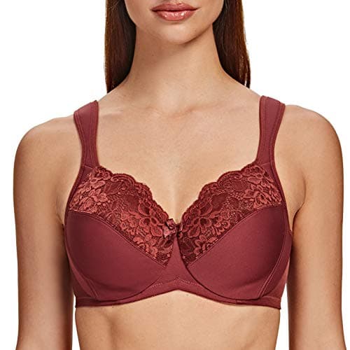 MELENECA Women's Full Coverage Plus Size Underwire Bra with Lace Straps