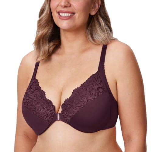 Delimira Women's Plus Size Full Coverage Lace Underwire Racerback Bra