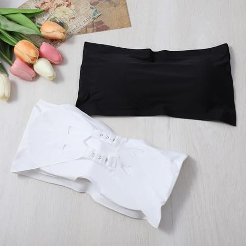 Abeillo Women's Black & White Seamless Bandeau Bralette Bralette Tube Top Bra
