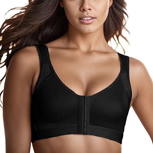 Plus Size Women's Front Closure Wireless Posture Support Bra Hides Fat