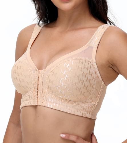 Oscrenia Plus Size Back Support Bra with Front Closure